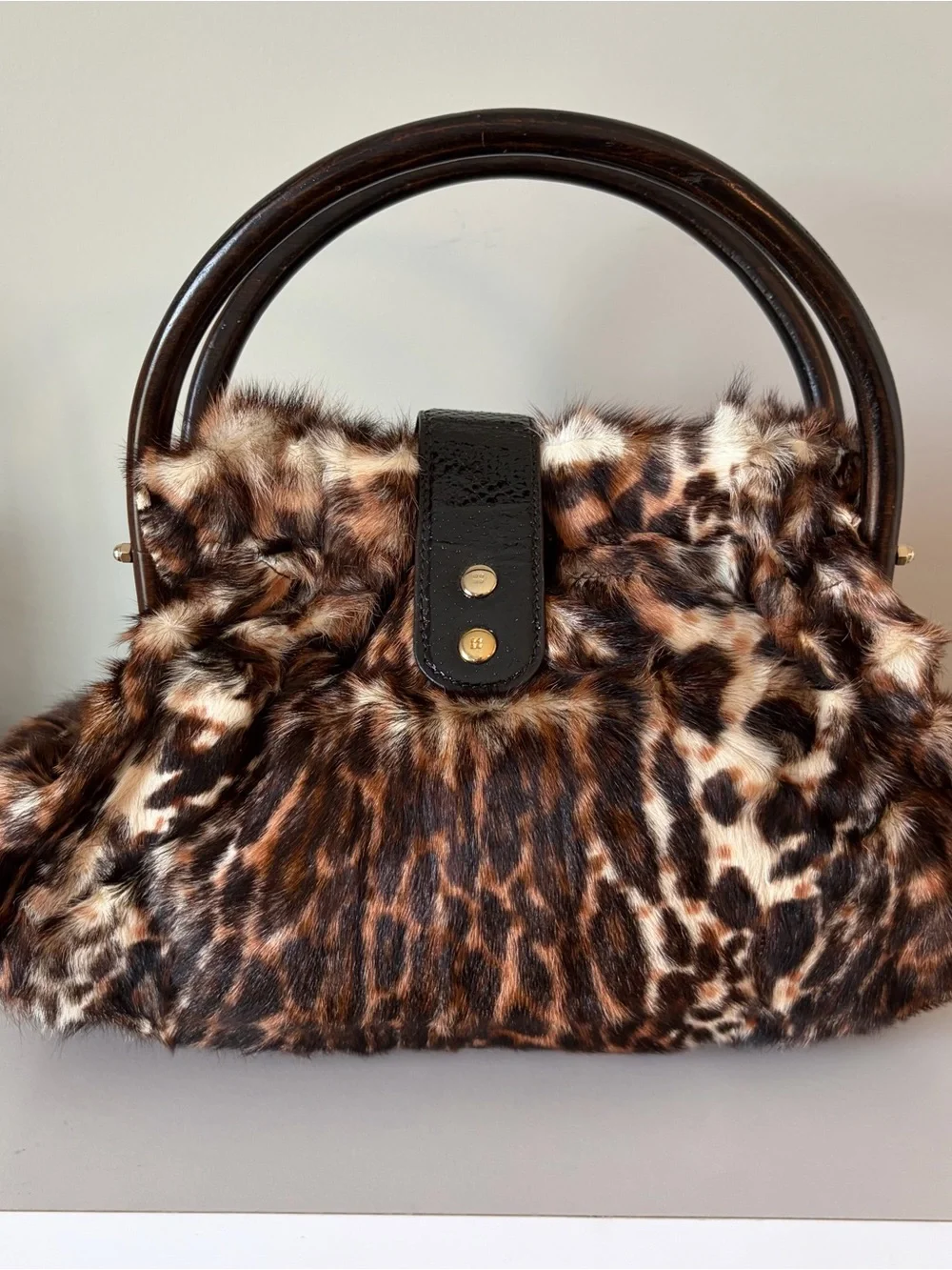 Kate Spade *RARE* Maya Y2K Faux Fur Leopard Print Handbag